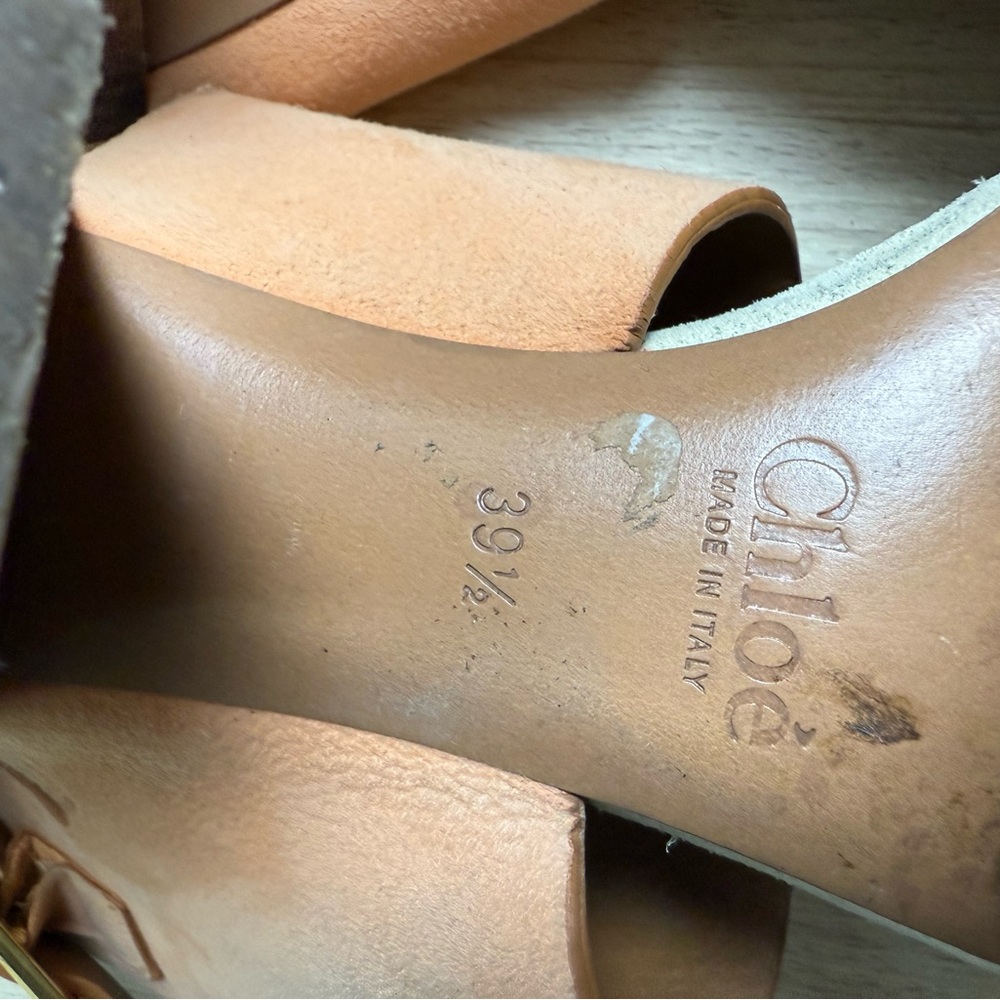 Chloe - Peach Suede Slingback Block Heel Sandals - Sz 39.5 - Picture 5 of 7
